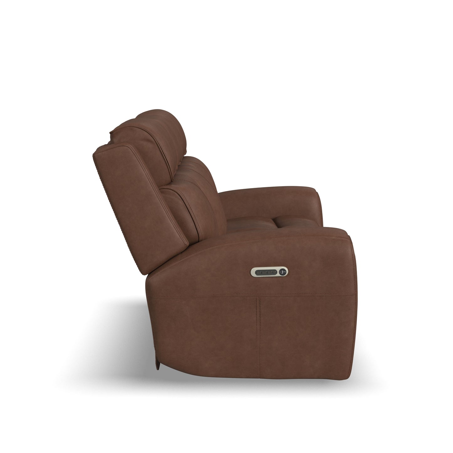 Flexsteel Warren Leather Power Reclining Sofa with Console, Power Headrest & Lumbar