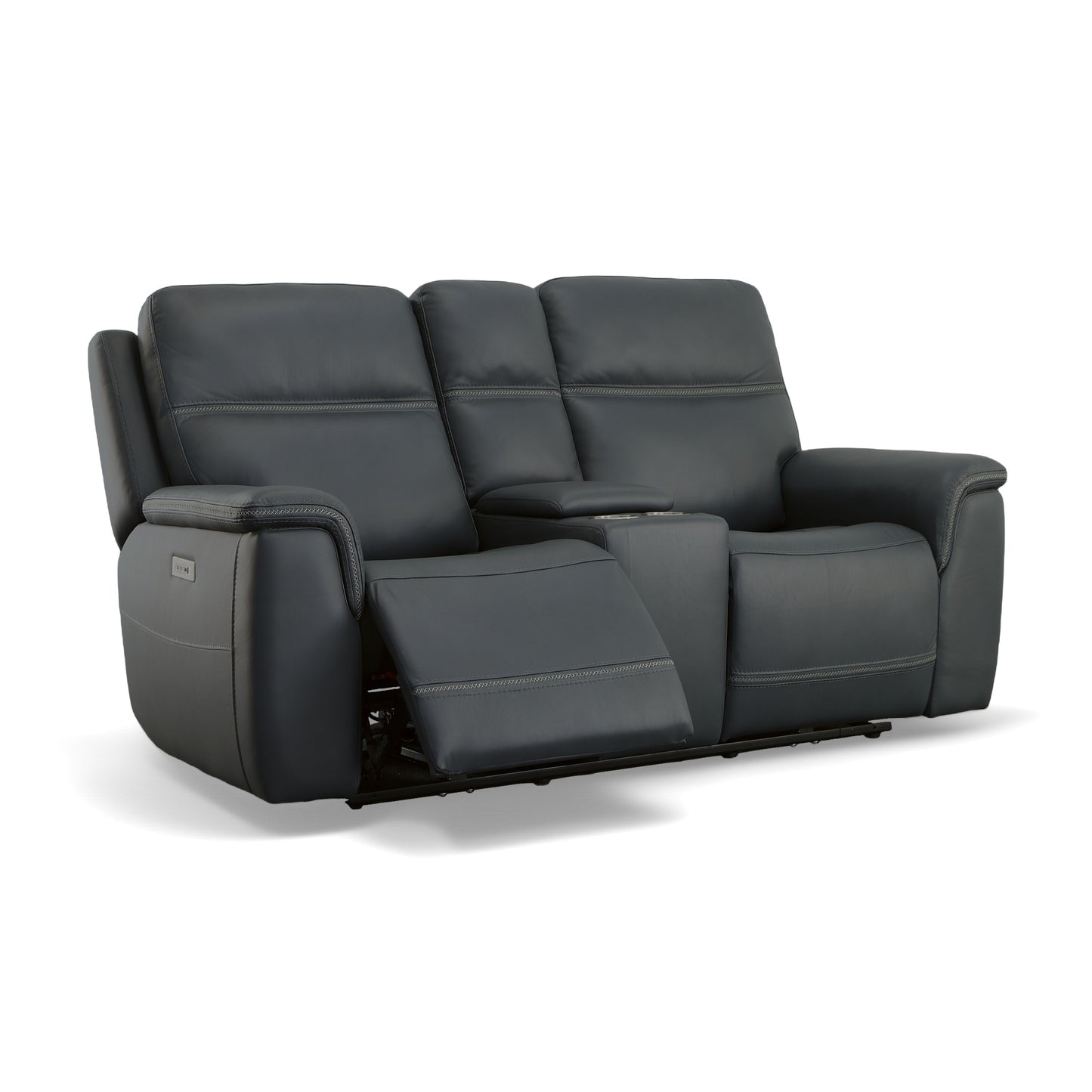 Flexsteel Sawyer Leather Pwr Recl Loveseat w/ Console, Pwr Hdrsts, Lumbar