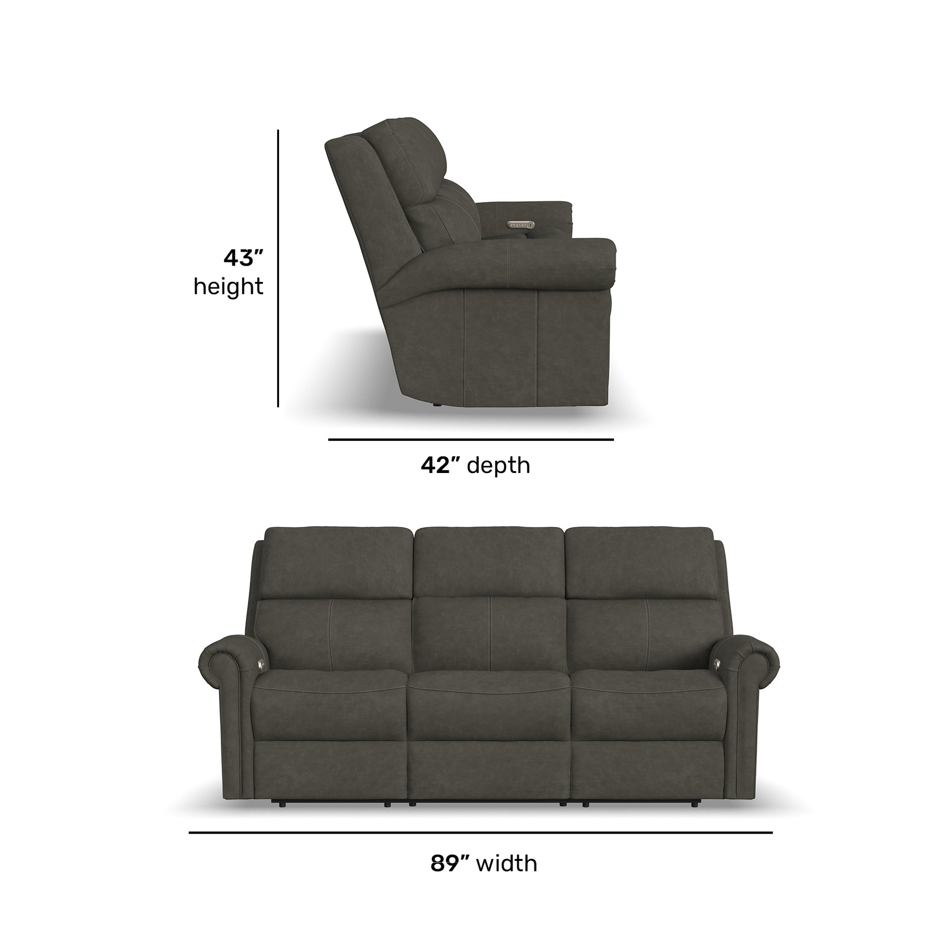 Flexsteel Bernard Power Reclining Sofa with Console, Power Headrests & Lumbar