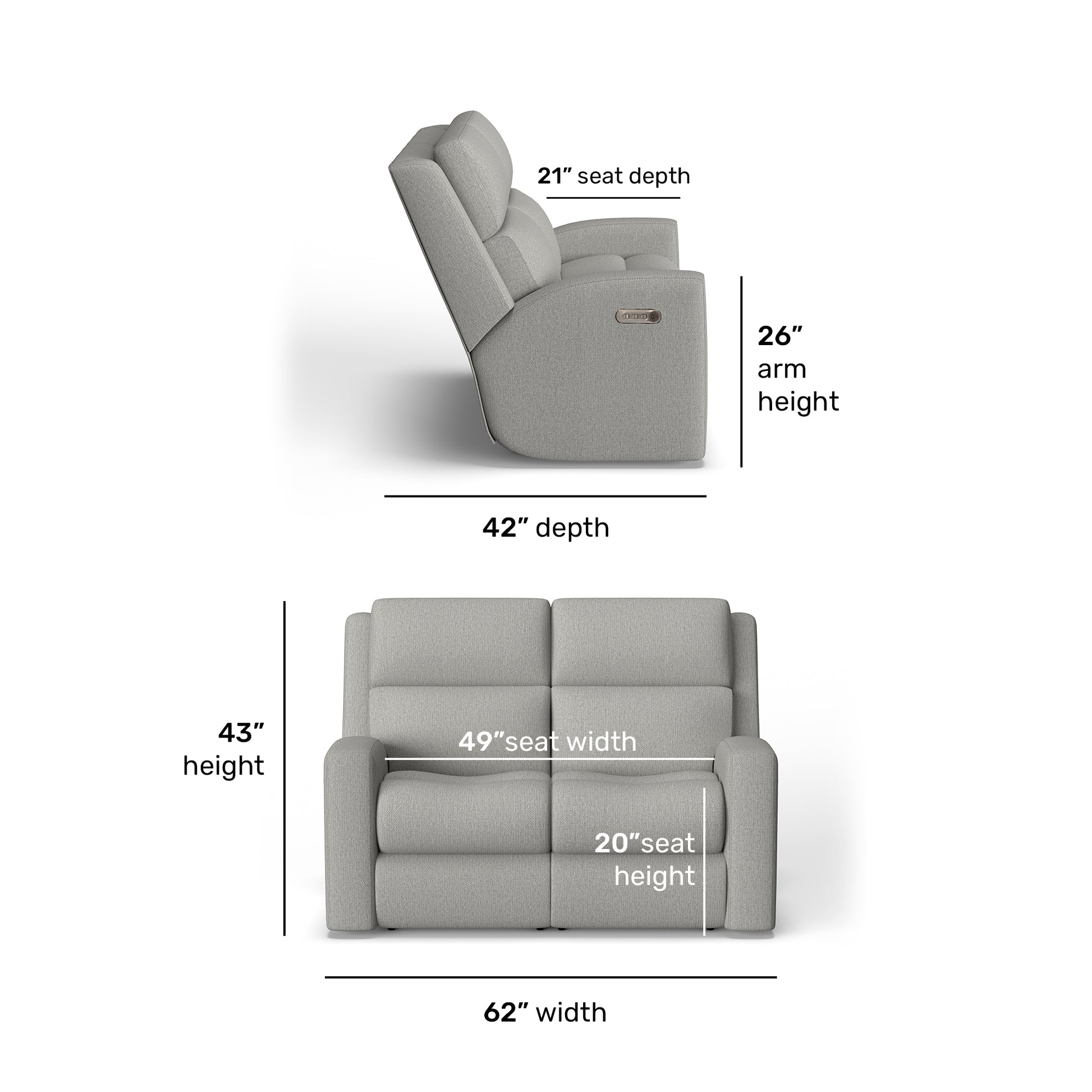 Flexsteel Score Power Reclining Loveseat with Power Headrests & Lumbar