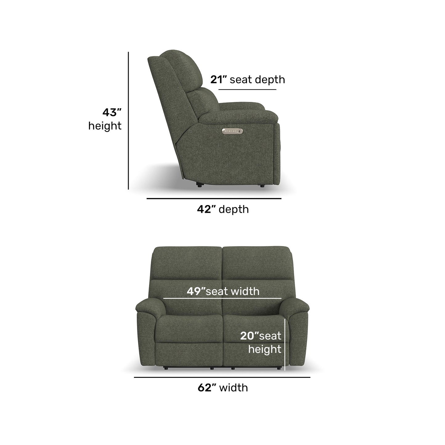 Flexsteel Porter Power Reclining Loveseat with Power Headrest & Lumbar