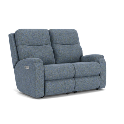 Flexsteel Penn Power Reclining Loveseat with Power Headrests & Lumbar