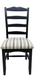 black wooden chairs with striped cushions on a white background