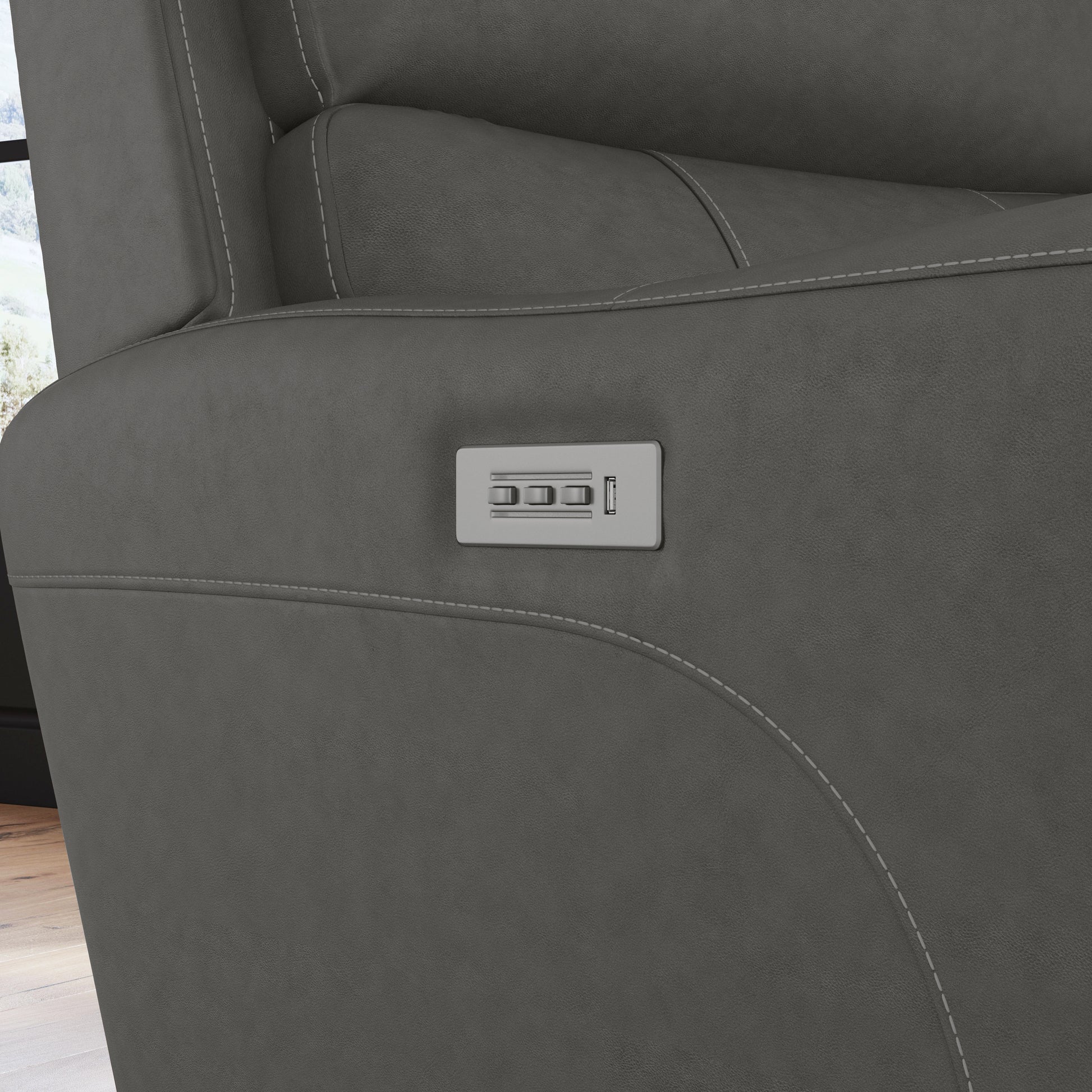Flexsteel Carter Power Recliner with Power Headrest & Lumbar