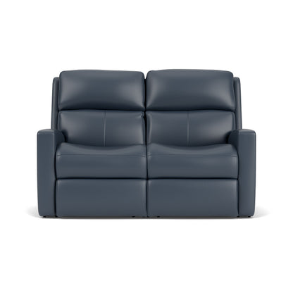 Catalina Leather Power Reclining Loveseat with Power Headrests - Blue