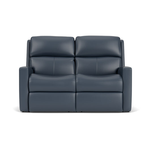 Catalina Leather Power Reclining Loveseat with Power Headrests - Blue