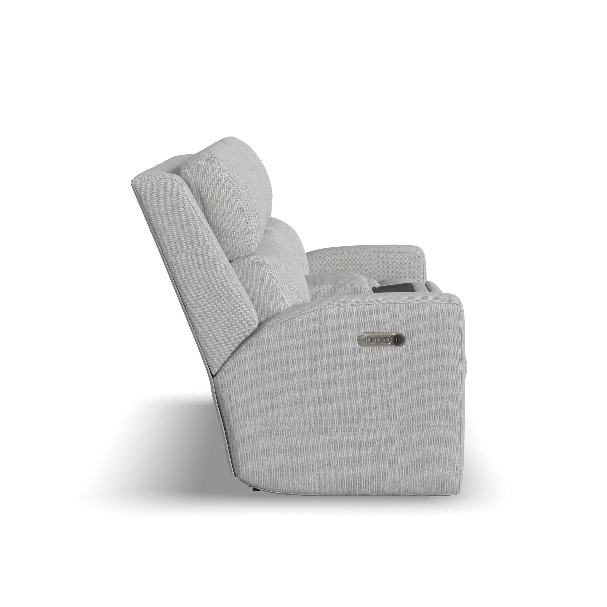 Flexsteel Score Power Reclining Loveseat with Console, Power Headrests & Lumbar