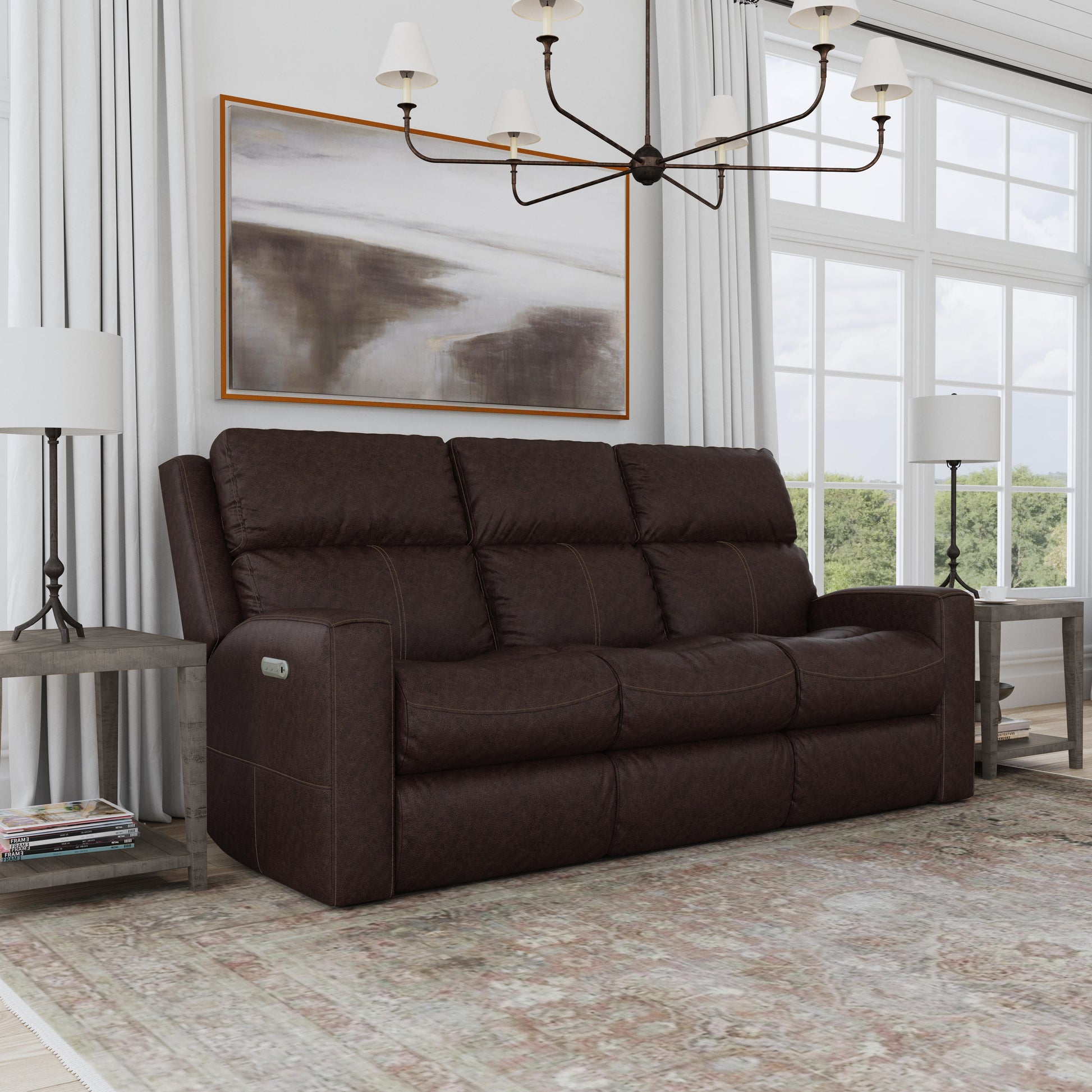 Flexsteel Score Power Reclining Sofa with Power Headrests & Lumbar