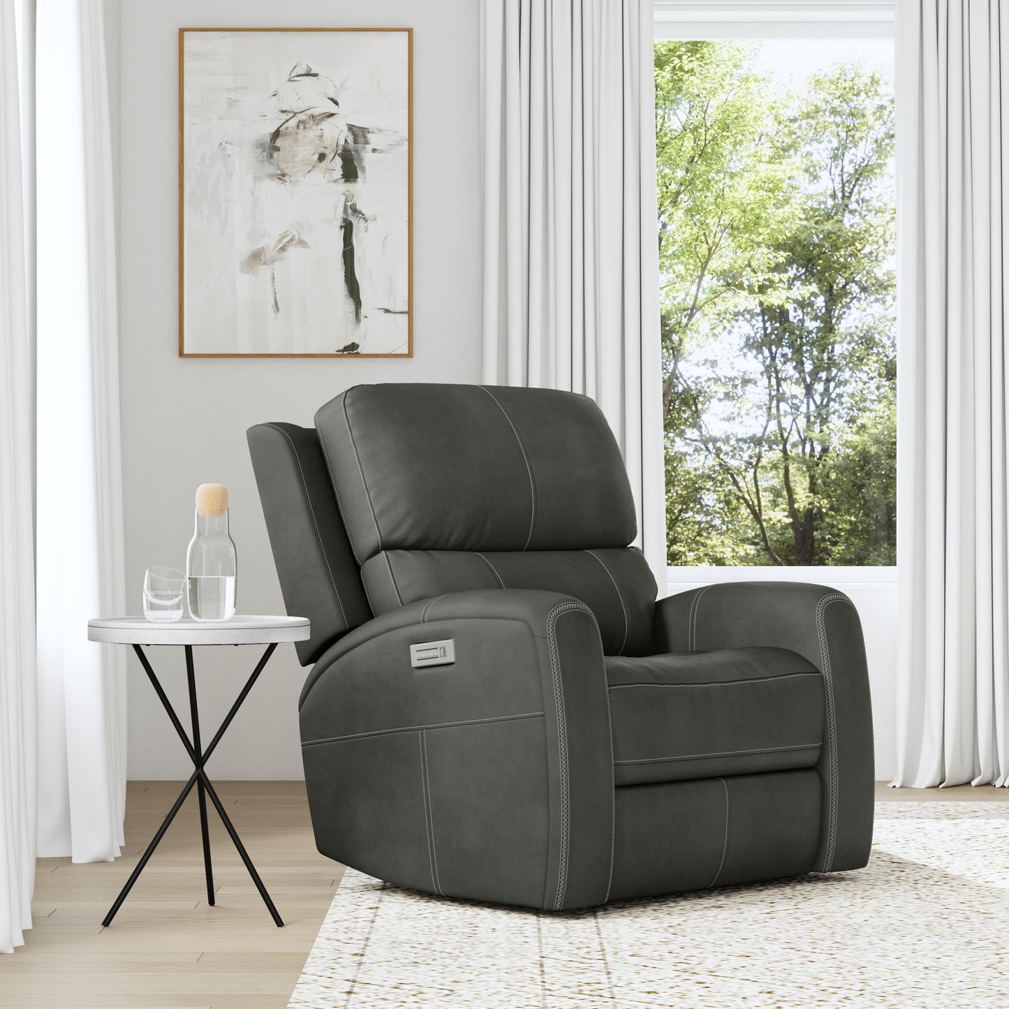 Flexsteel Linden Power Recliner with Power Headrest & Lumbar