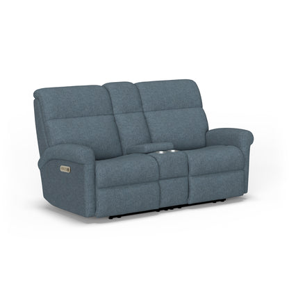Flexsteel Davis Power Reclining Loveseat with Console & Power Headrests