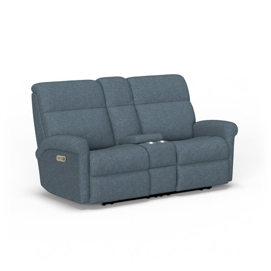 Flexsteel Davis Power Reclining Loveseat with Console & Power Headrests