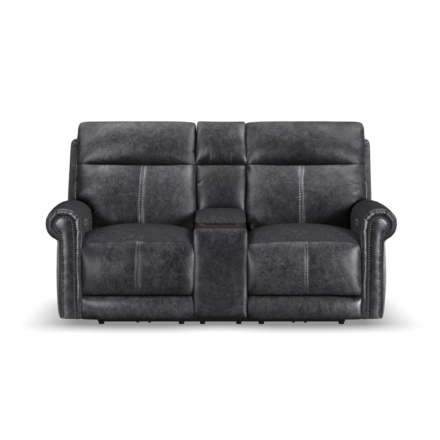 Flexsteel Alexander Power Reclining Loveseat with Console, Power Headrest & Lumbar