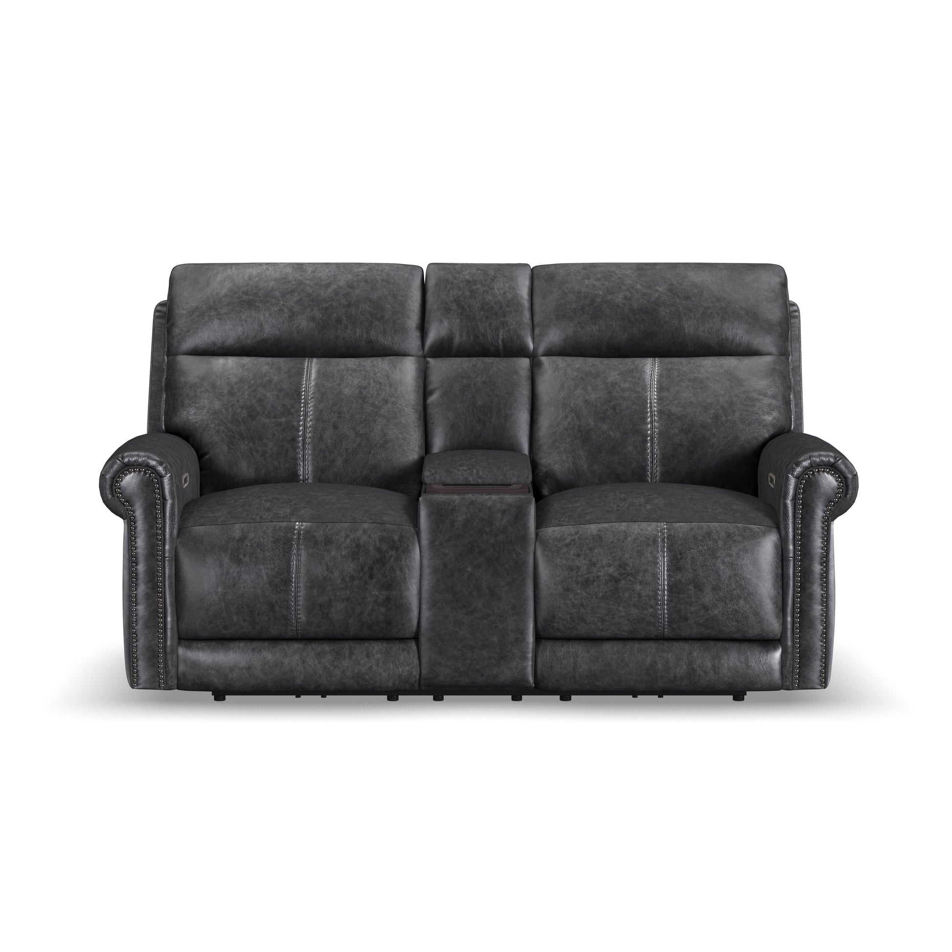 Flexsteel Alexander Power Reclining Loveseat with Console, Power Headrest & Lumbar