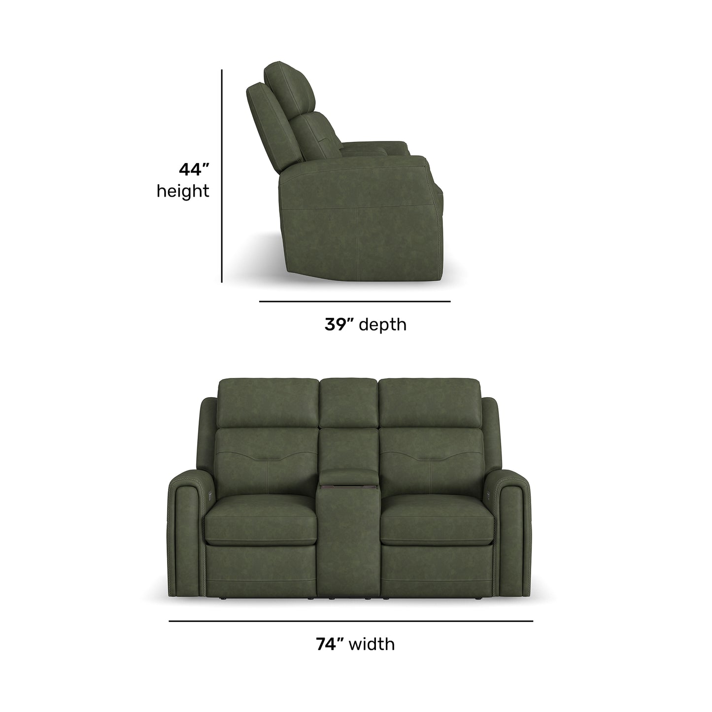 Flexsteel Felix Power Reclining Loveseat with Console, Power Headrest, Lumbar, Heat & Massage