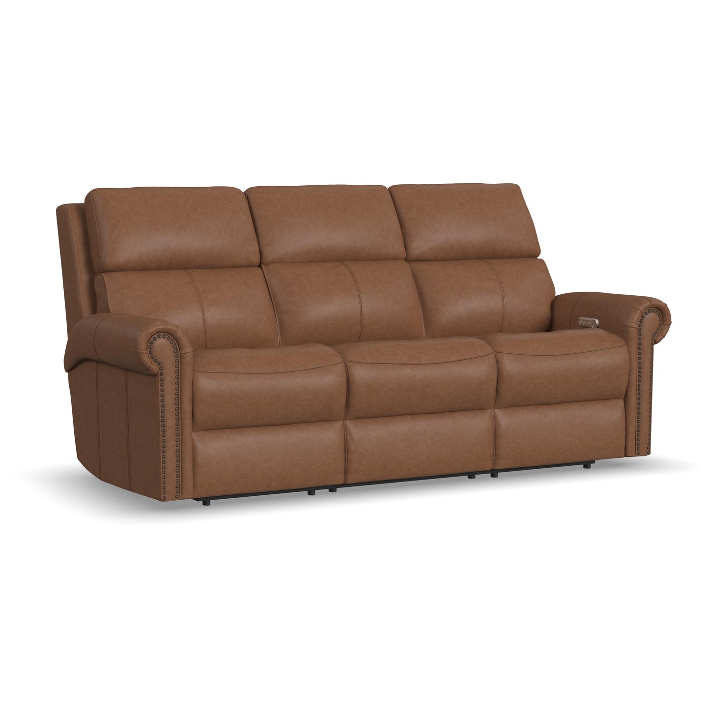 Flexsteel Bernard Power Reclining Sofa with Console, Power Headrests & Lumbar