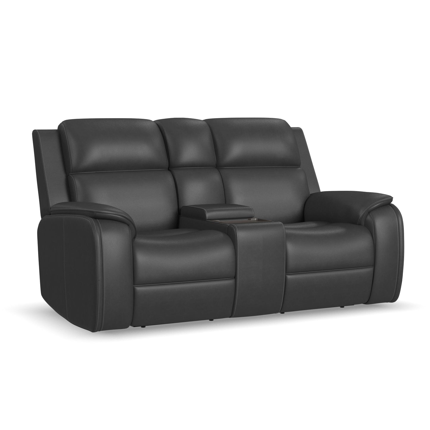 Flexsteel Ziggy Power Reclining Loveseat with Console, Power Headrest, Lumbar, Heat & Massage