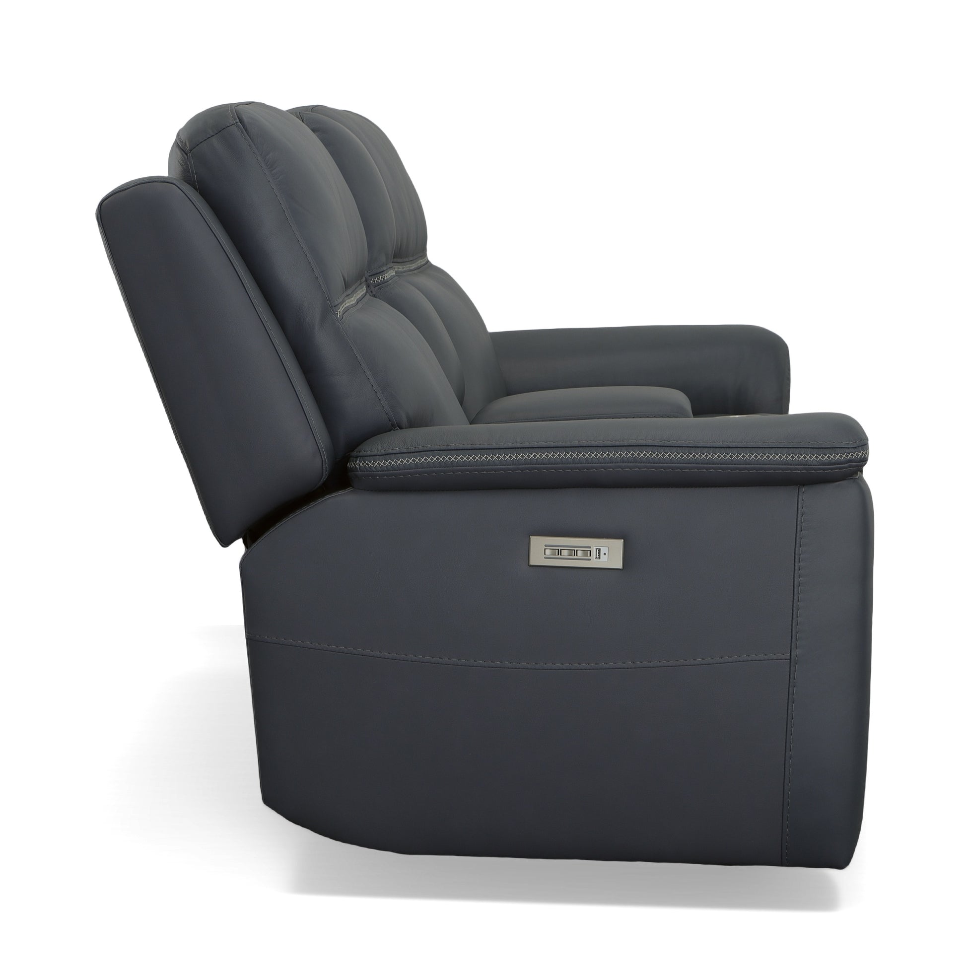 Flexsteel Sawyer Leather Pwr Recl Loveseat w/ Console, Pwr Hdrsts, Lumbar