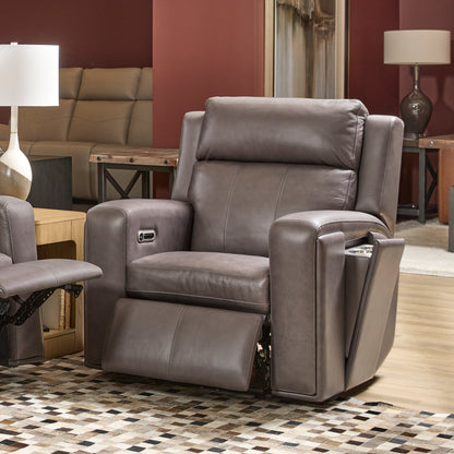 Flexsteel Wyatt Leather Power Recliner with Power Headrest & Lumbar