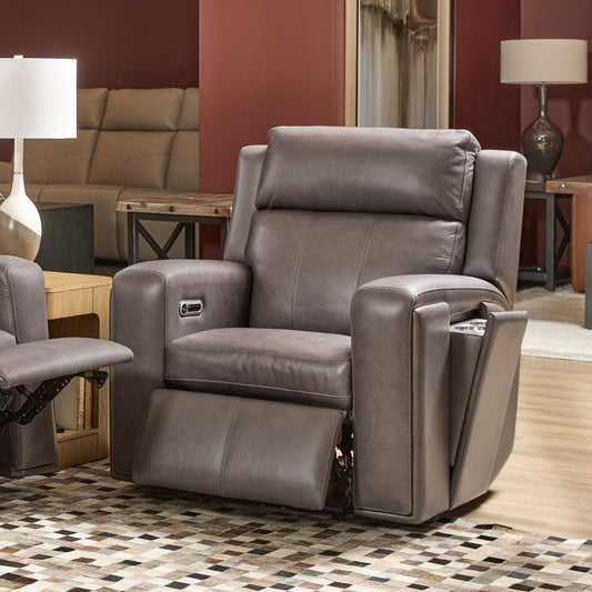 Flexsteel Wyatt Leather Power Recliner with Power Headrest & Lumbar