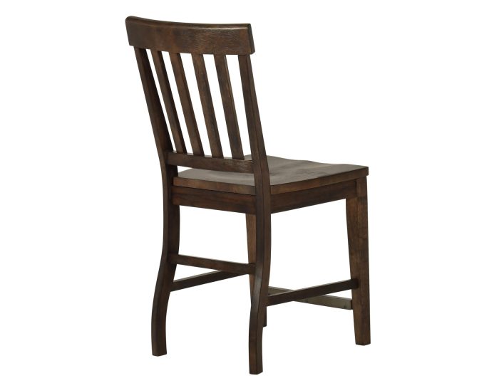 Wooden chair with slatted backrest on a white background