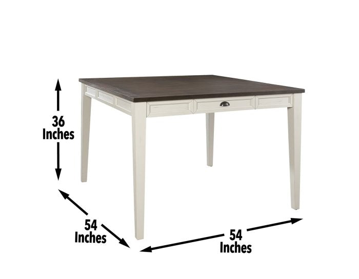 Dining table with dimensions labeled on a white background