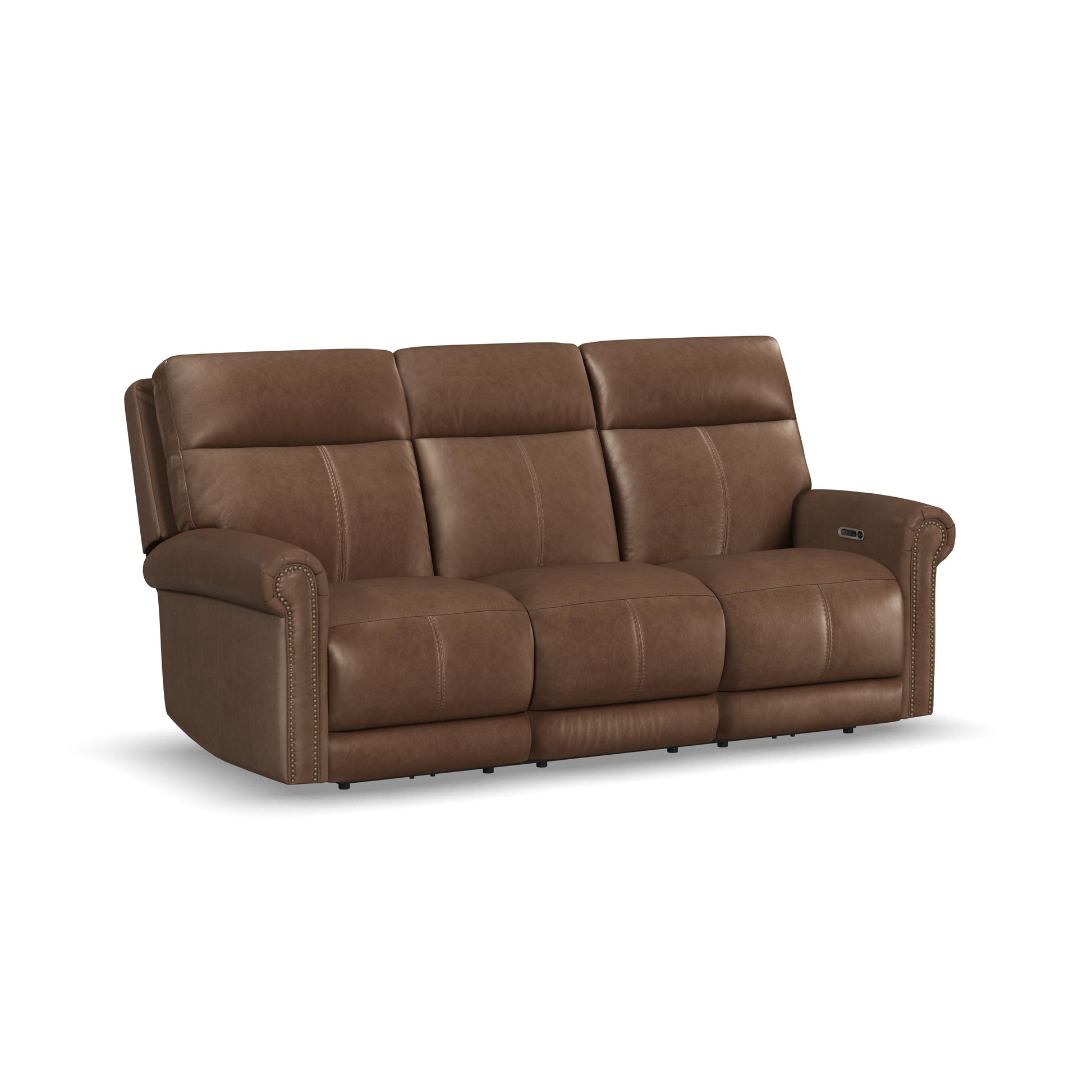 Flexsteel Alexander Power Reclining Sofa with Console, Power Headrest & Lumbar