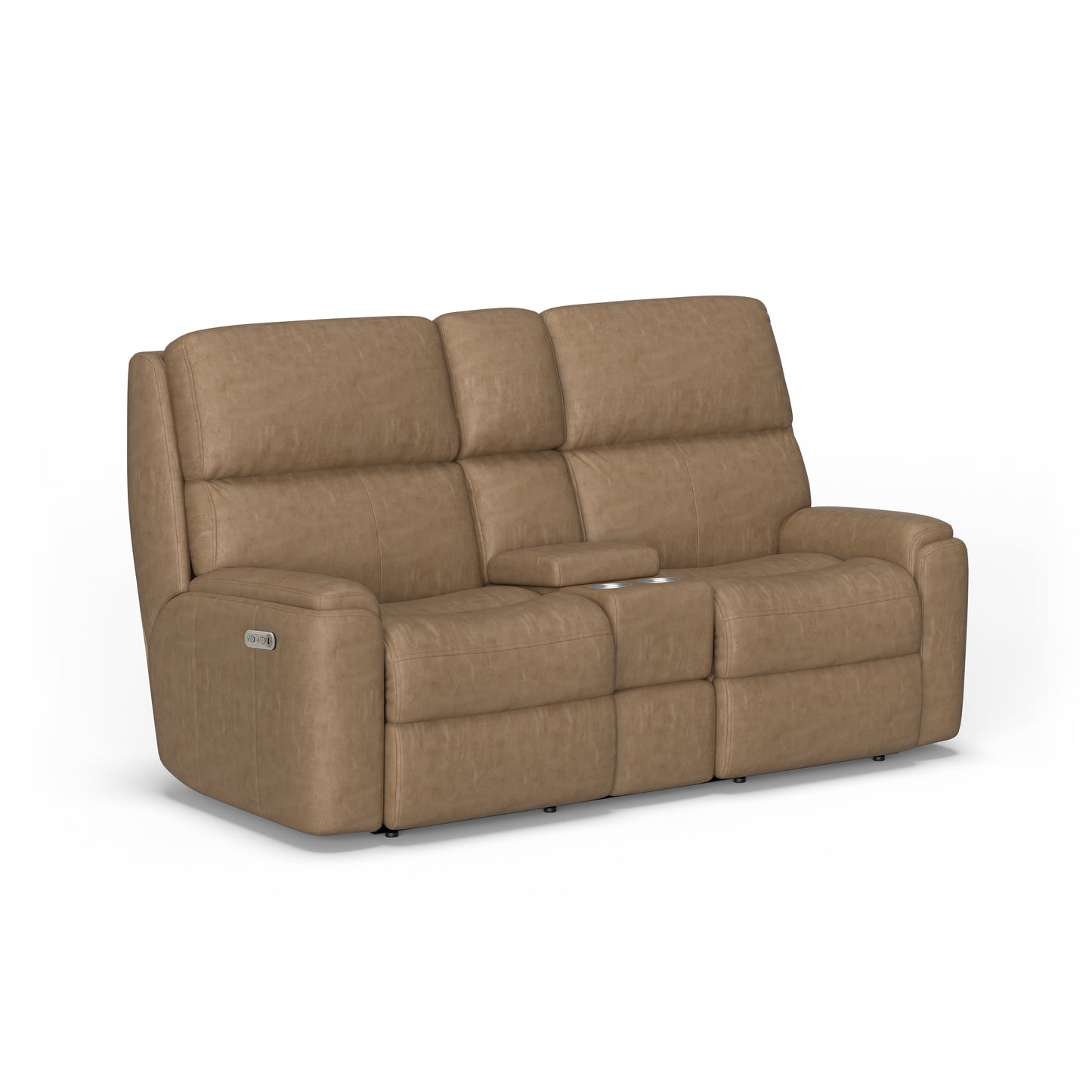 Flexsteel Rio Power Reclining Loveseat with Console & Power Headrests