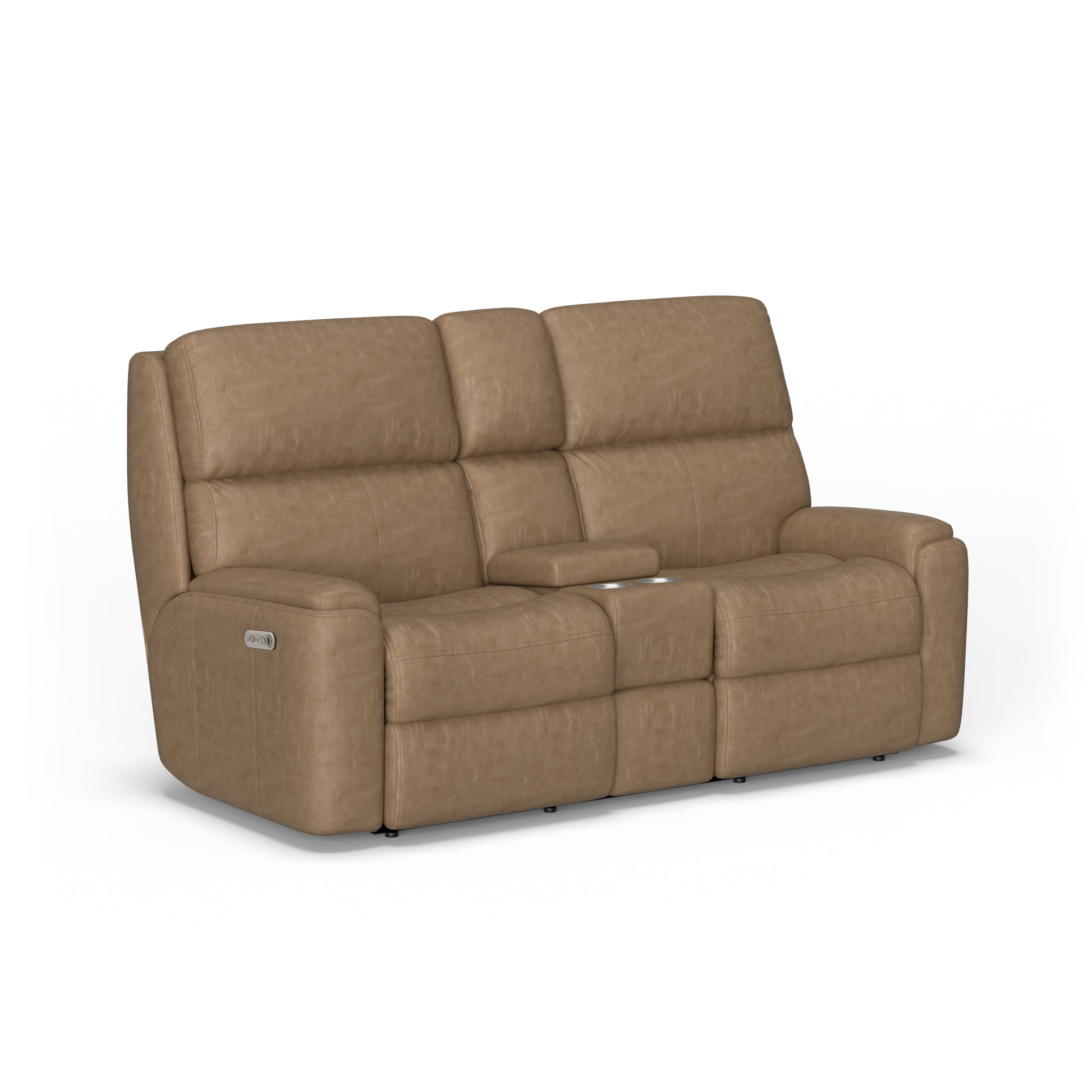 Flexsteel Rio Power Reclining Loveseat with Console & Power Headrests