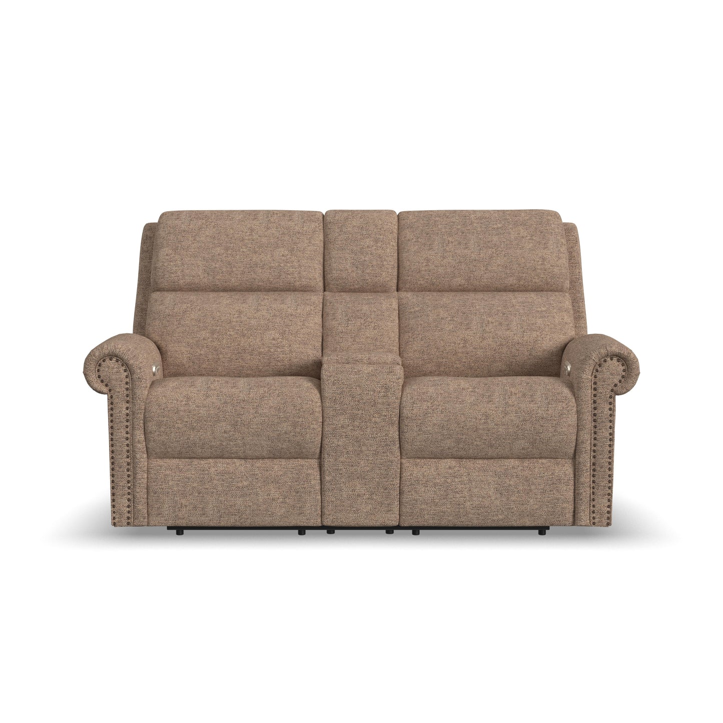Flexsteel Bernard Power Reclining Loveseat with Console, Power Headrest, & Lumbar