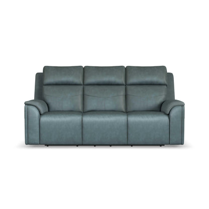 Flexsteel Vernon Power Reclining Sofa with Console, Power Headrest, Lumbar, Heat & Massage