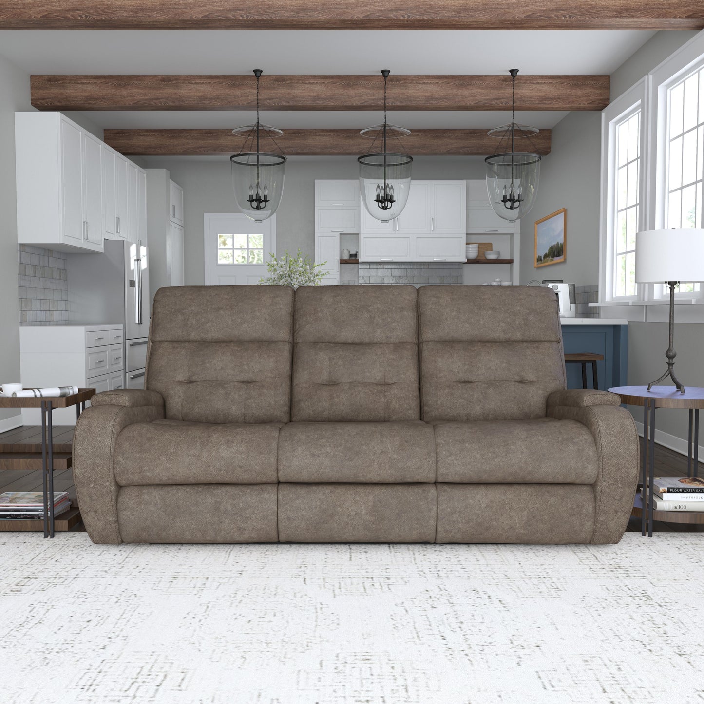 Flexsteel Strait Power Reclining Sofa with Power Headrests