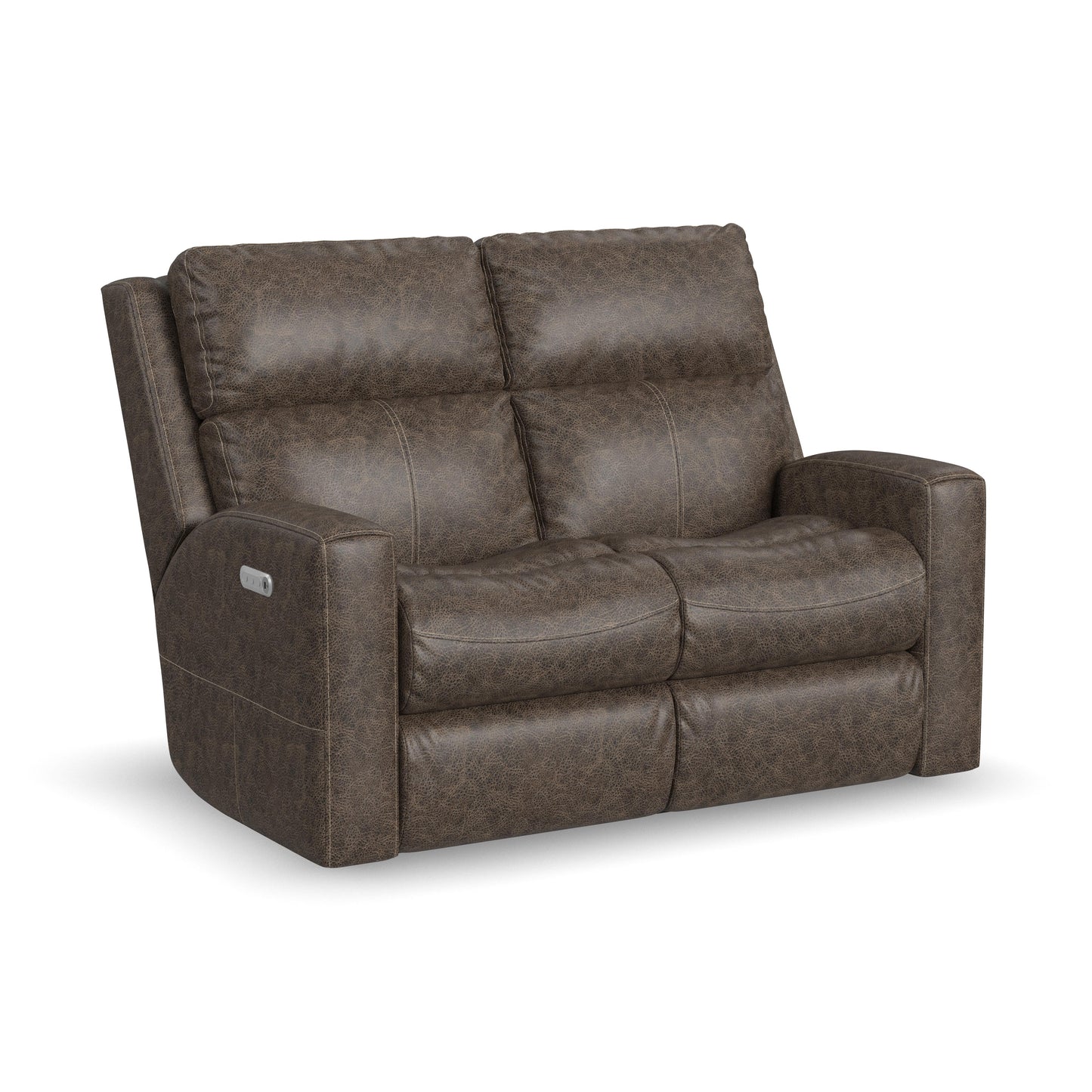 Score Leather Power Reclining Loveseat with Power Headrests & Lumbar - Chocolate