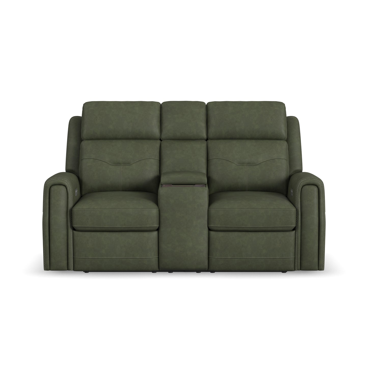 Flexsteel Felix Power Reclining Loveseat with Console, Power Headrest, Lumbar, Heat & Massage