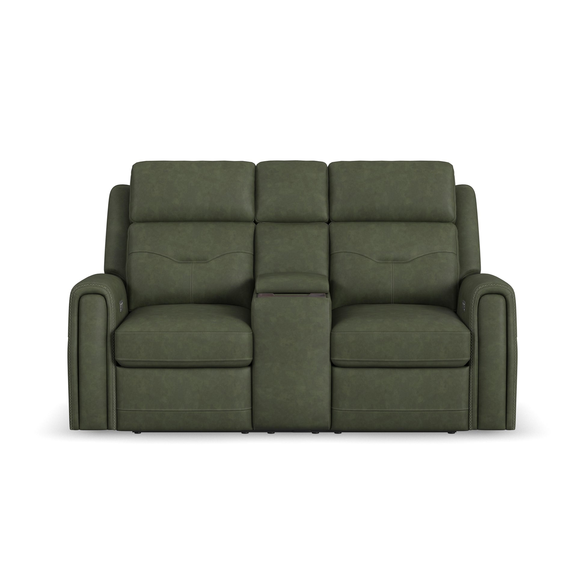 Flexsteel Felix Power Reclining Loveseat with Console, Power Headrest, Lumbar, Heat & Massage