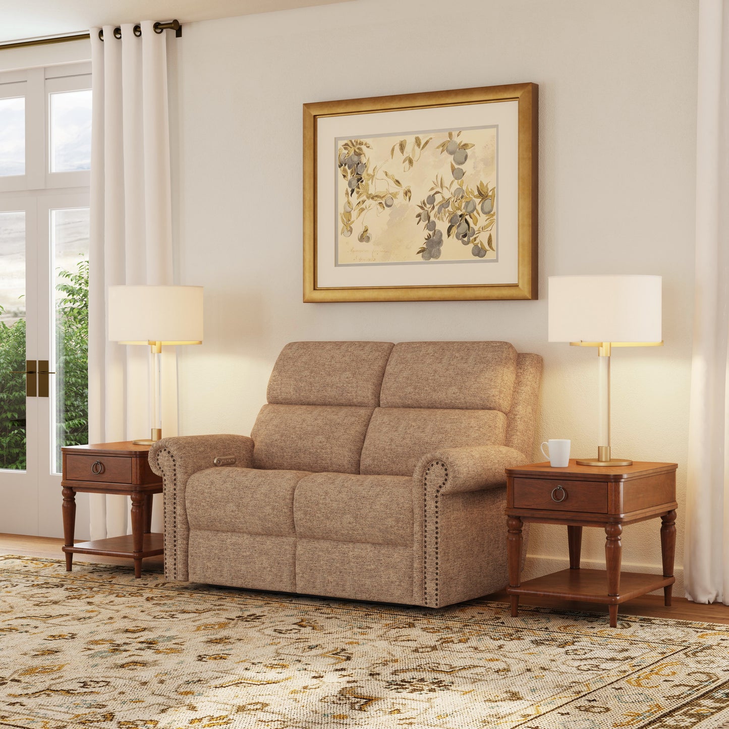 Flexsteel Bernard Power Reclining Loveseat with Power Headrest & Lumbar