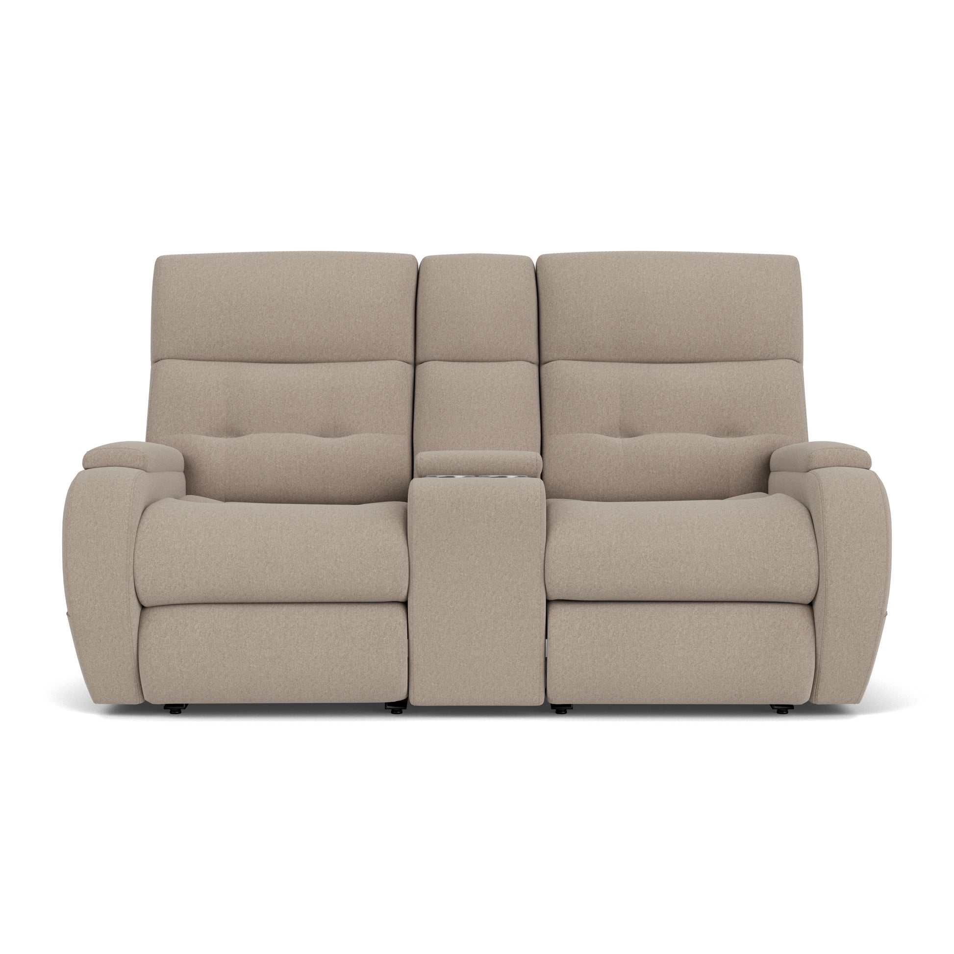 Flexsteel Strait Power Reclining Loveseat with Console & Power Headrests