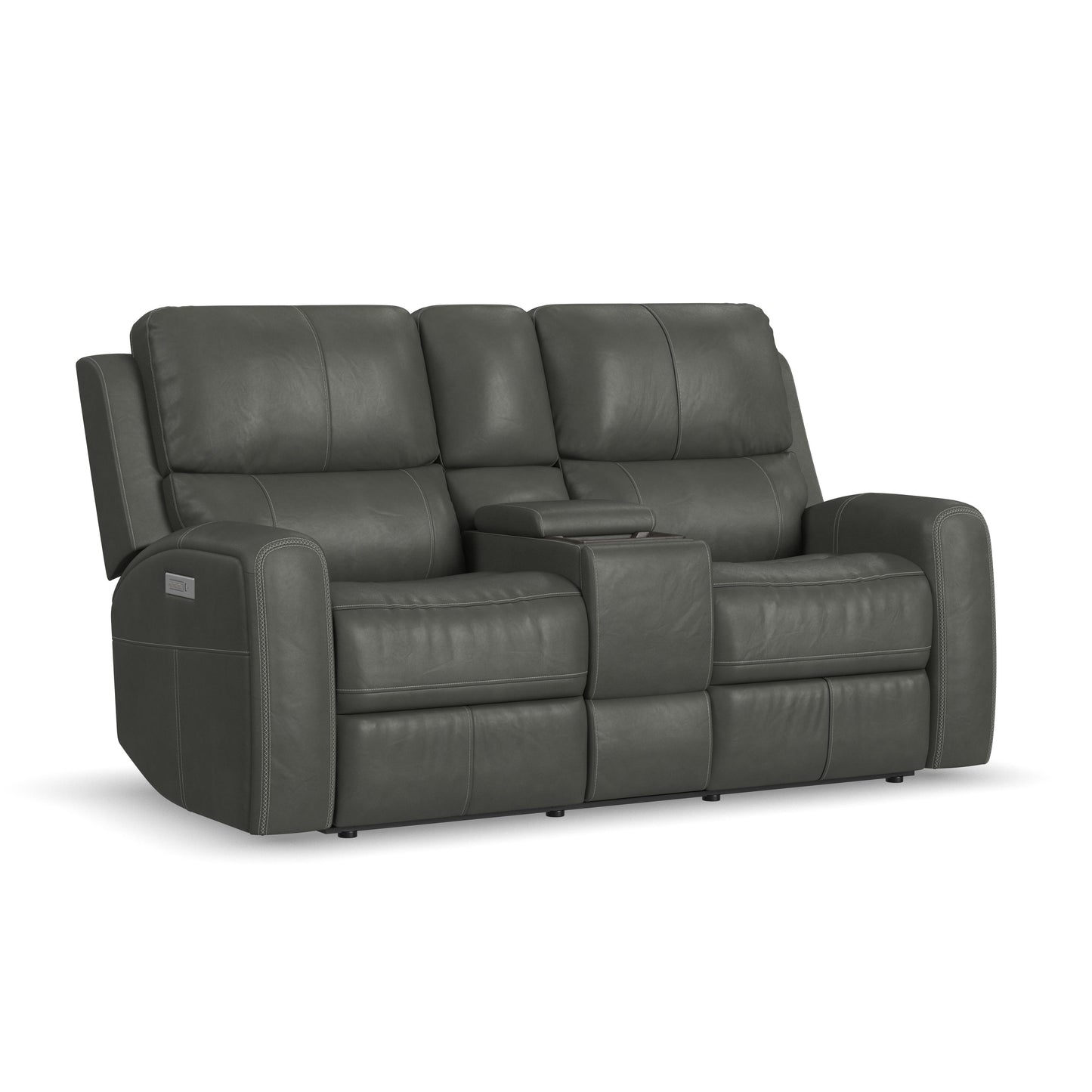 Flexsteel Linden Power Reclining Loveseat with Console & Power Headrests & Lumbar