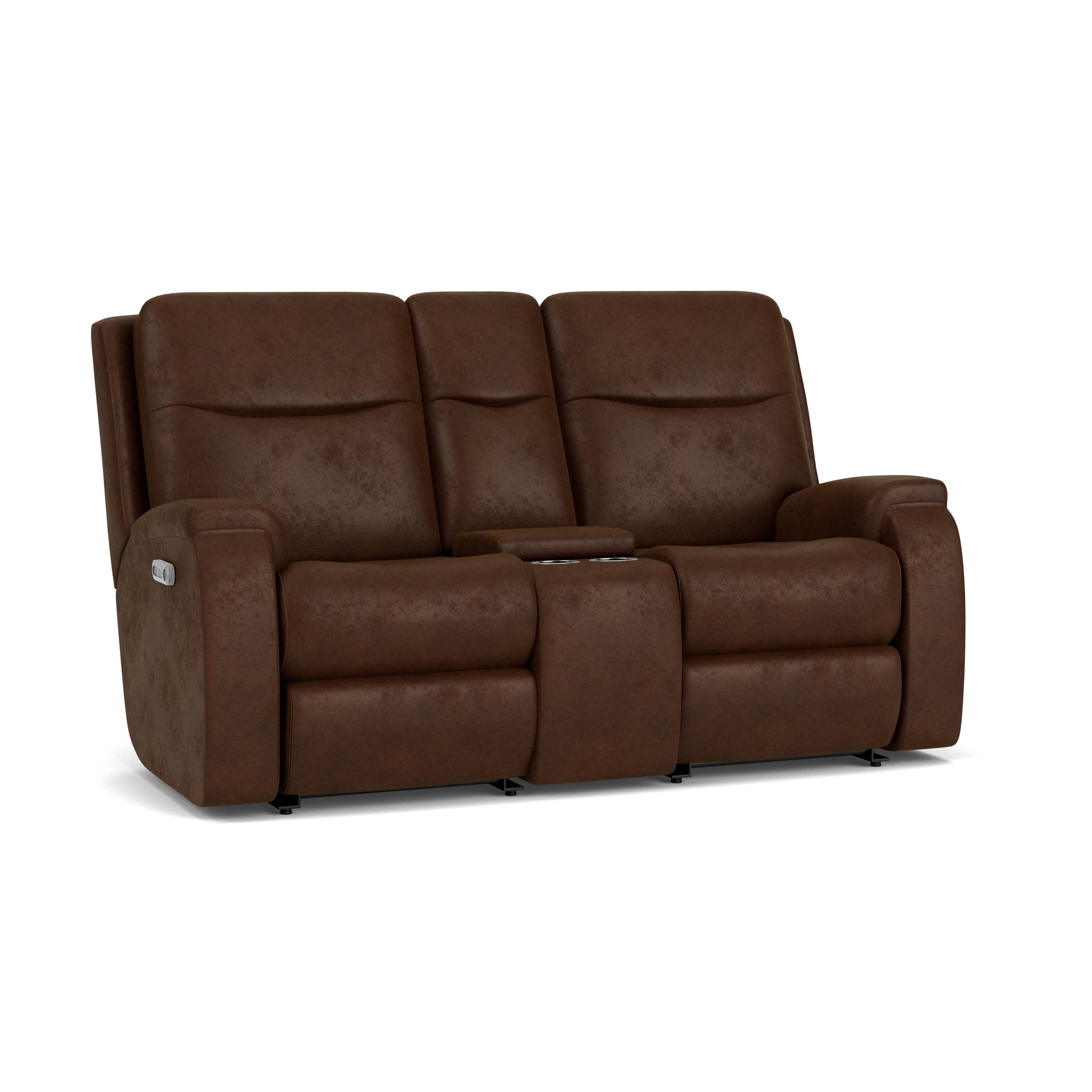 Flexsteel Penn Power Reclining Loveseat with Console & Power Headrests & Lumbar