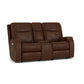 Flexsteel Penn Power Reclining Loveseat with Console & Power Headrests & Lumbar