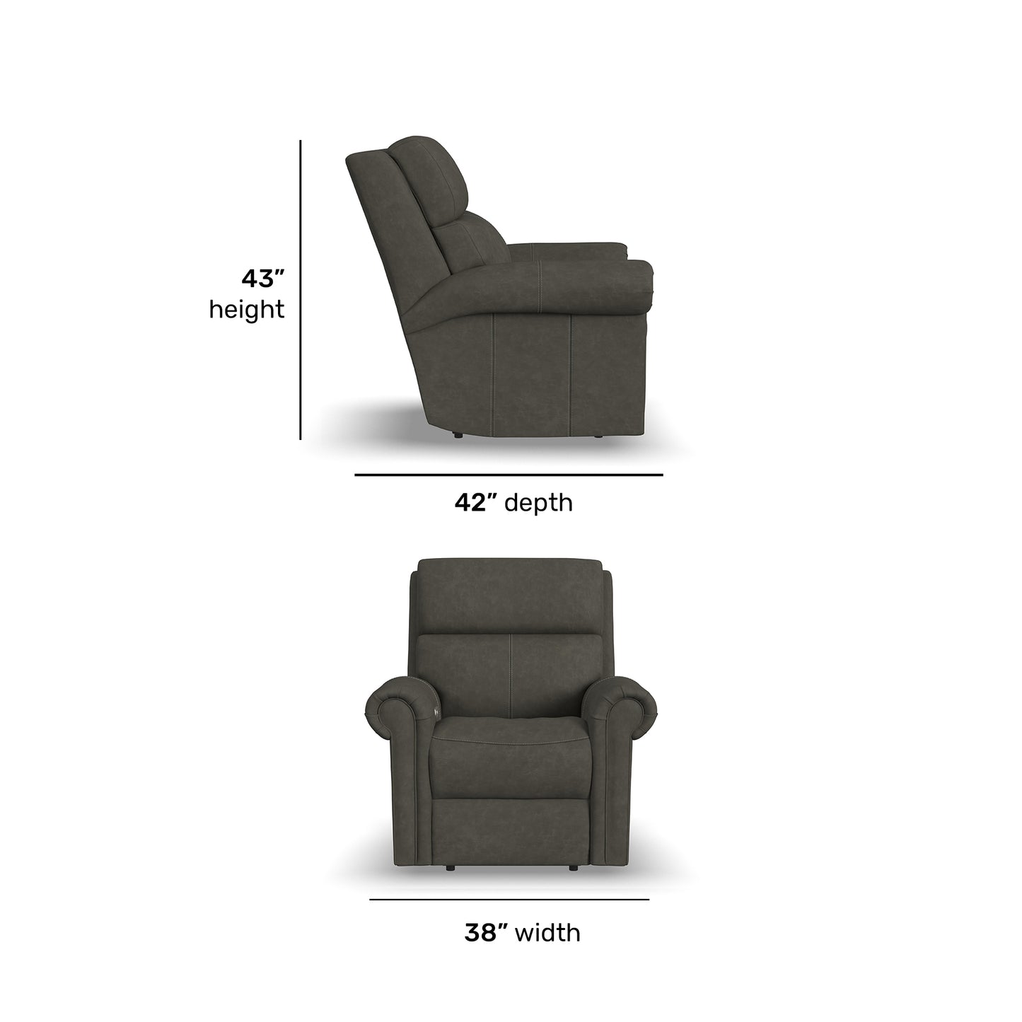 Flexsteel Bernard Power Recliner with Power Headrest & Lumbar