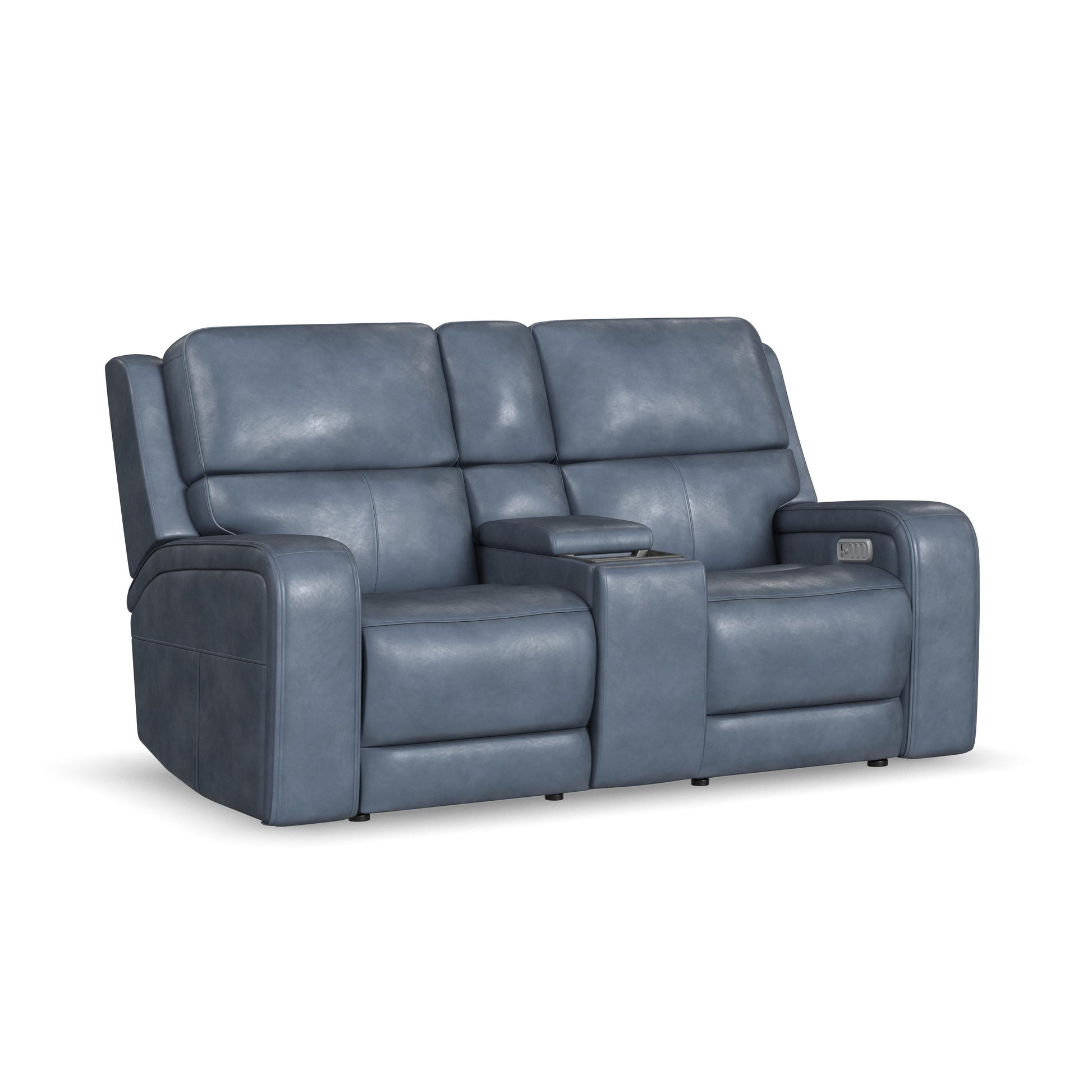 Flexsteel Oasis Power Reclining Loveseat with Console, Power Headrests, Lumbar, Heat & Massage
