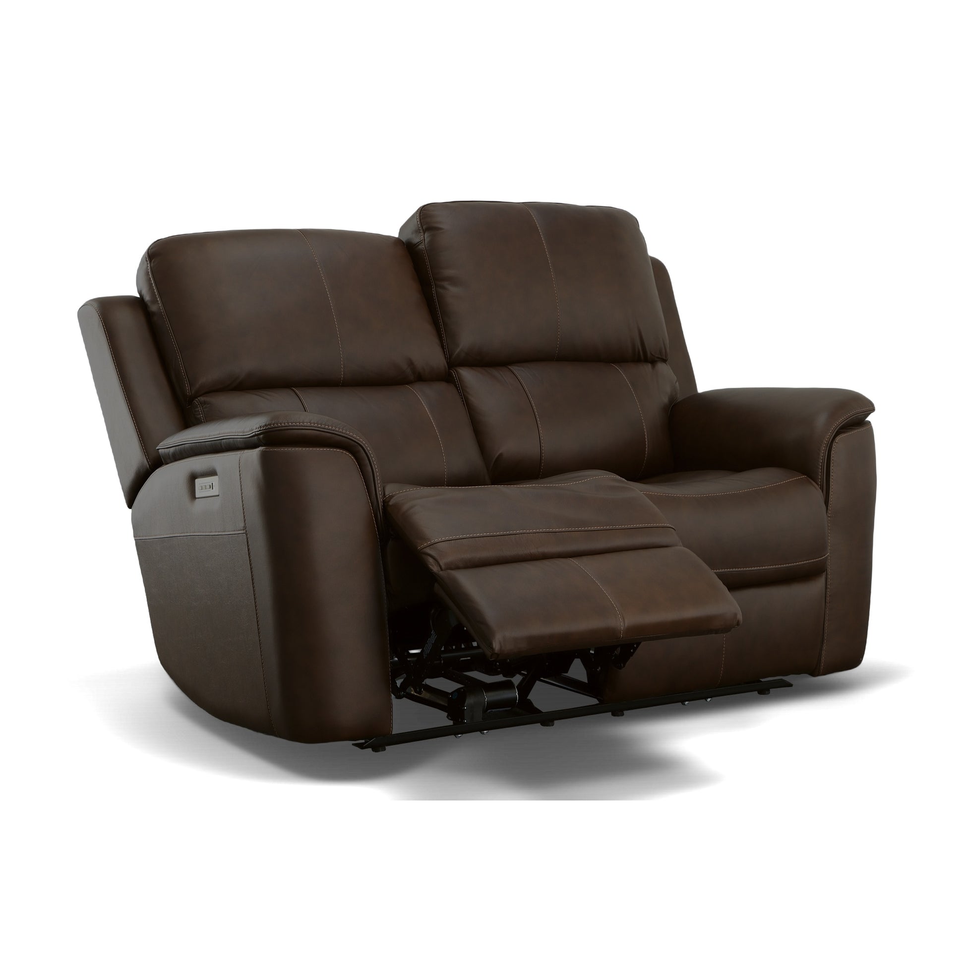 Flexsteel Henry Power Reclining Loveseat with Power Headrests & Lumbar