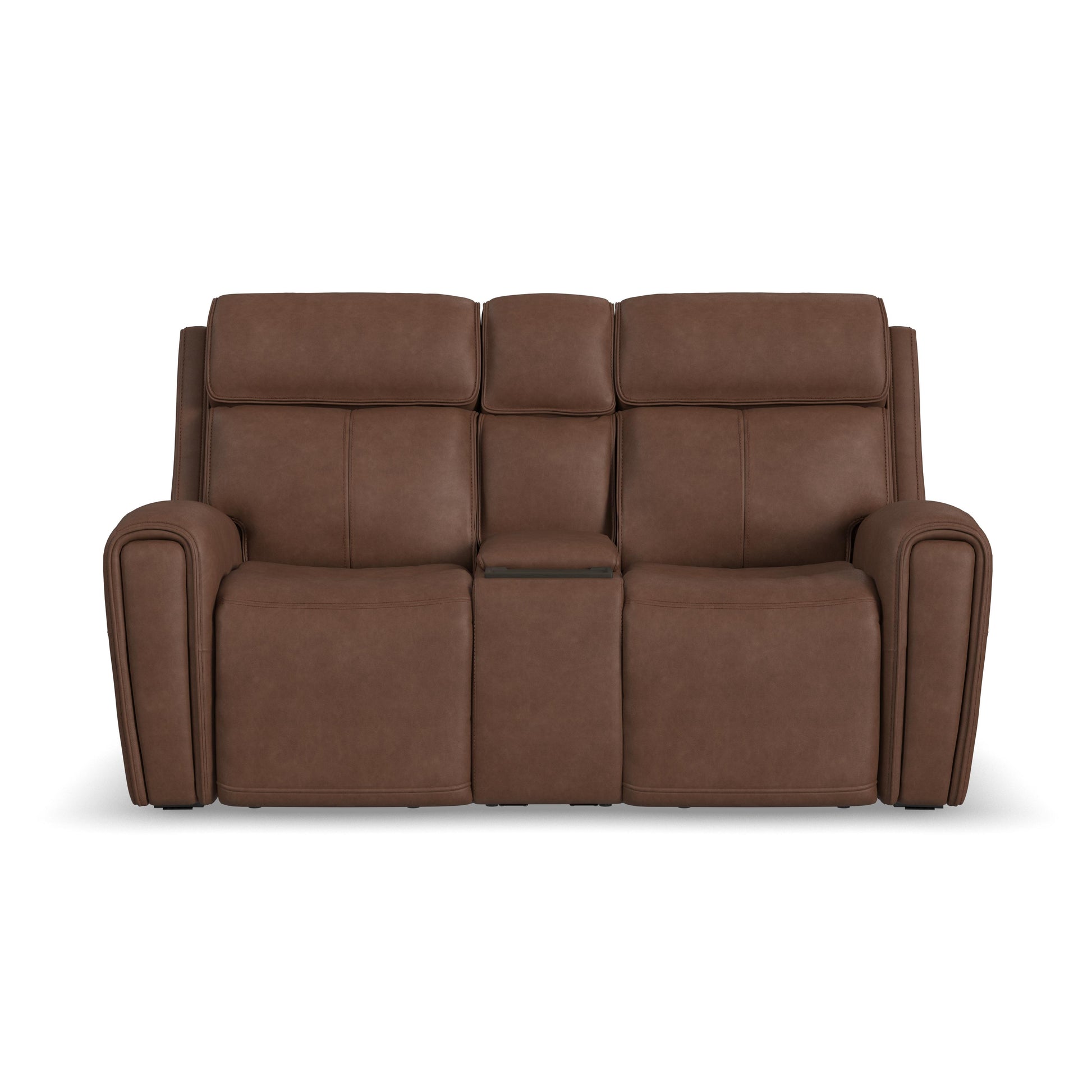 Flexsteel Warren Power Reclining Loveseat with Console, Power Headrest & Lumbar