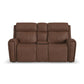 Flexsteel Warren Power Reclining Loveseat with Console, Power Headrest & Lumbar