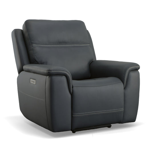 Flexsteel Sawyer Leather Power Recliner with Power Headrest & Lumbar