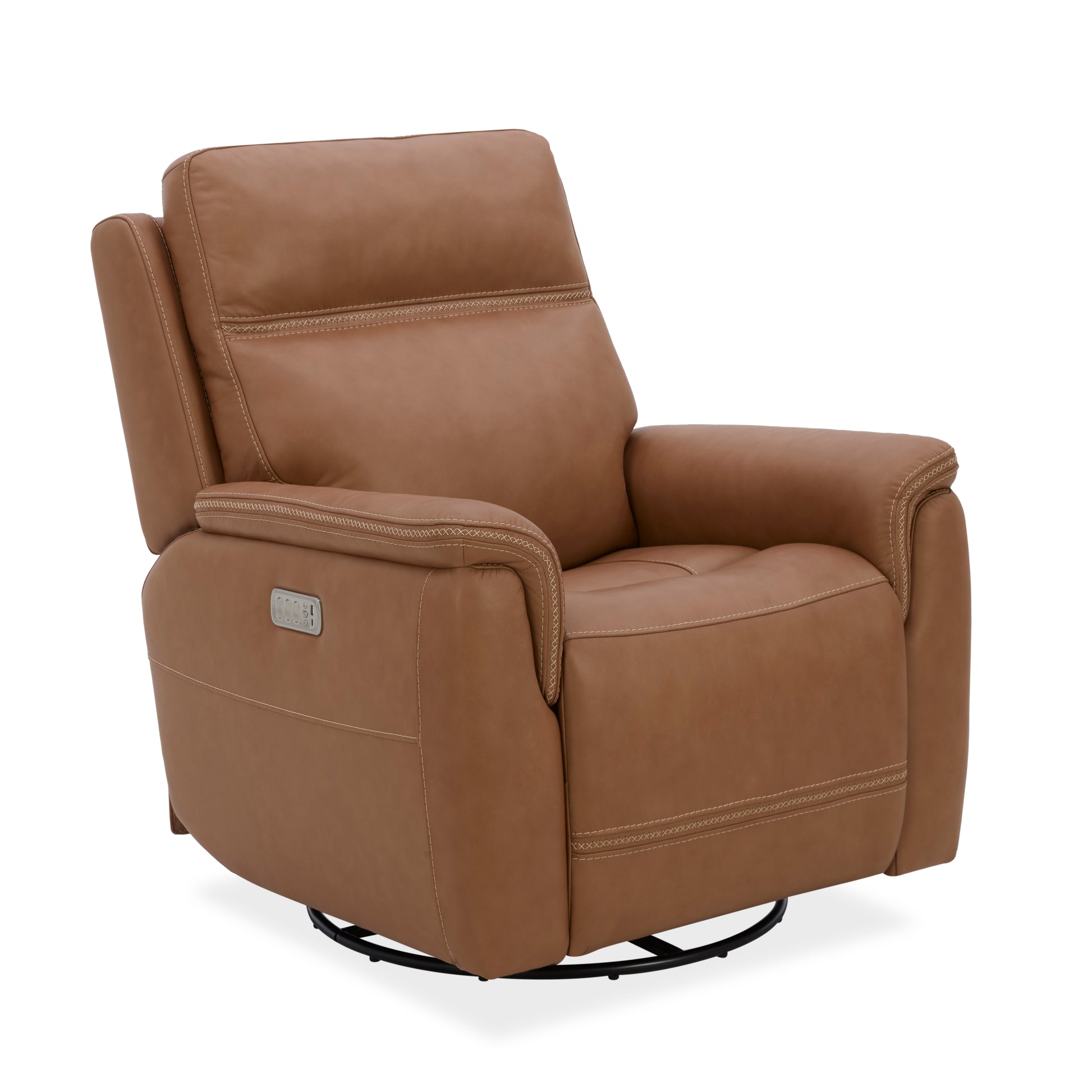 Flexsteel Sawyer Swivel Glider with Power Headrest, Lumbar, Heat & Massage