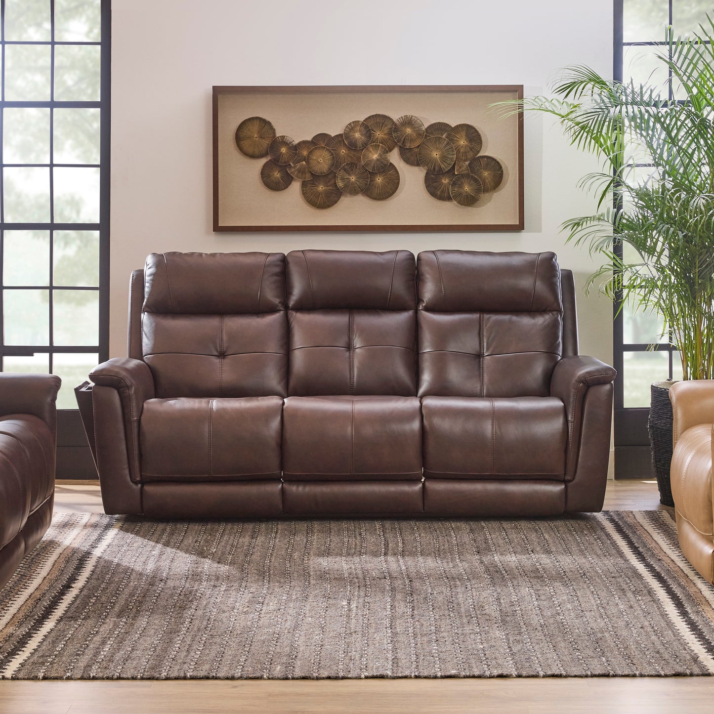 Flexsteel Ranger Power Reclining Sofa with Console, Power Headrest, Lumbar, Heat & Massage