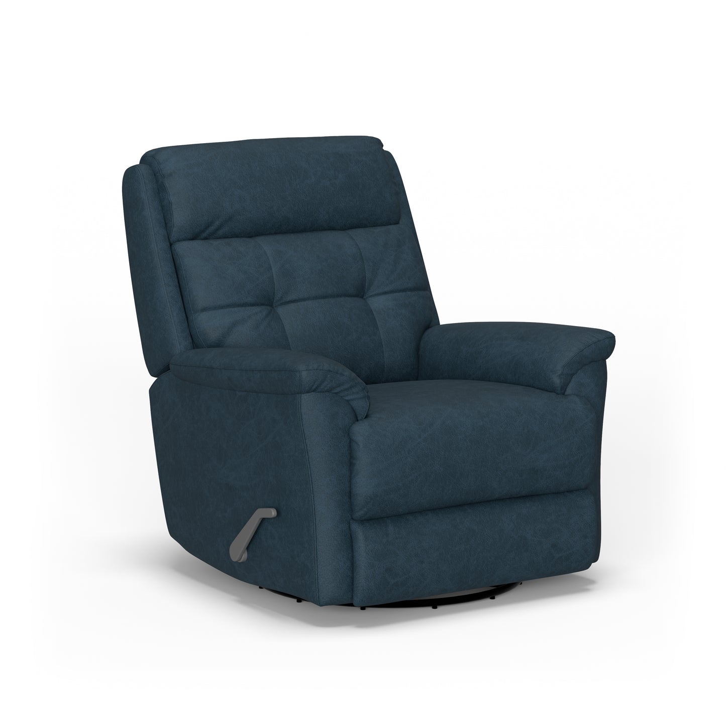 Sophisticated Leather Power Swivel Gliding Recliner with Power Headrest & Lumbar - Worn Blue