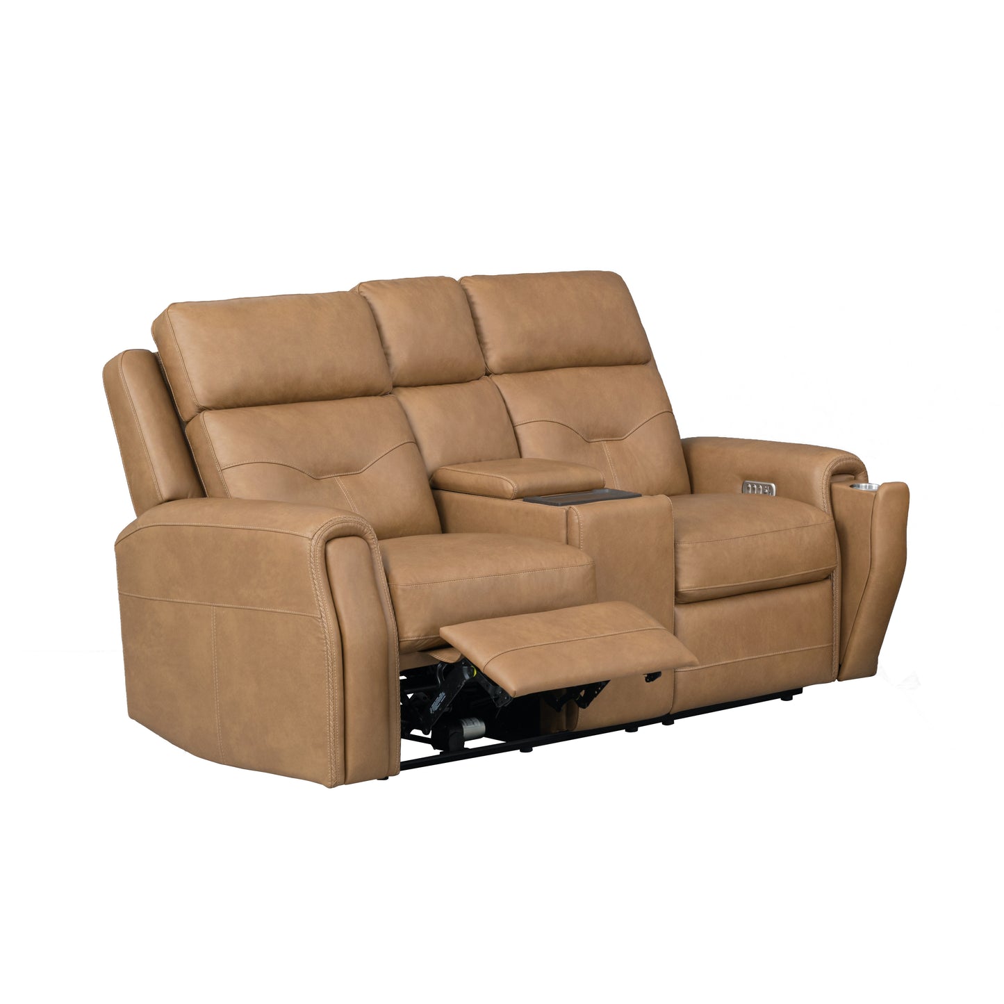 Flexsteel Felix Power Reclining Loveseat with Console, Power Headrest, Lumbar, Heat & Massage