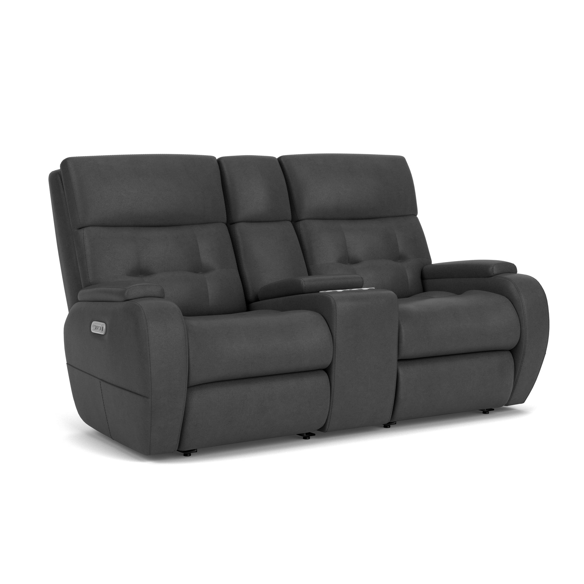 Flexsteel Strait Power Reclining Loveseat with Console & Power Headrests